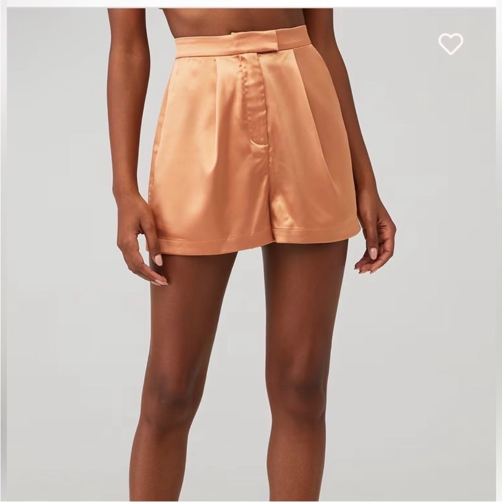 Ronny Kobo Satin Gabi Shorts in Butter Rum